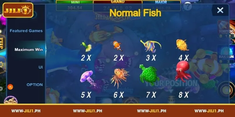 Features and weapons in JILI1 Mega Fishing